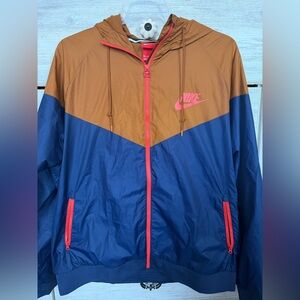 Nike Men's Burnt Orange and Blue Windbreaker Jacket